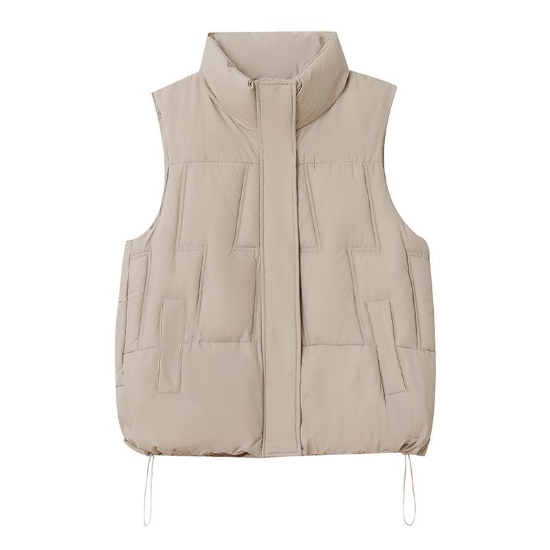Korean Version Stand-up Collar Small Vest Women's Short Down Cotton Vest Slim and Thin Foreign Cotton Vest Tide