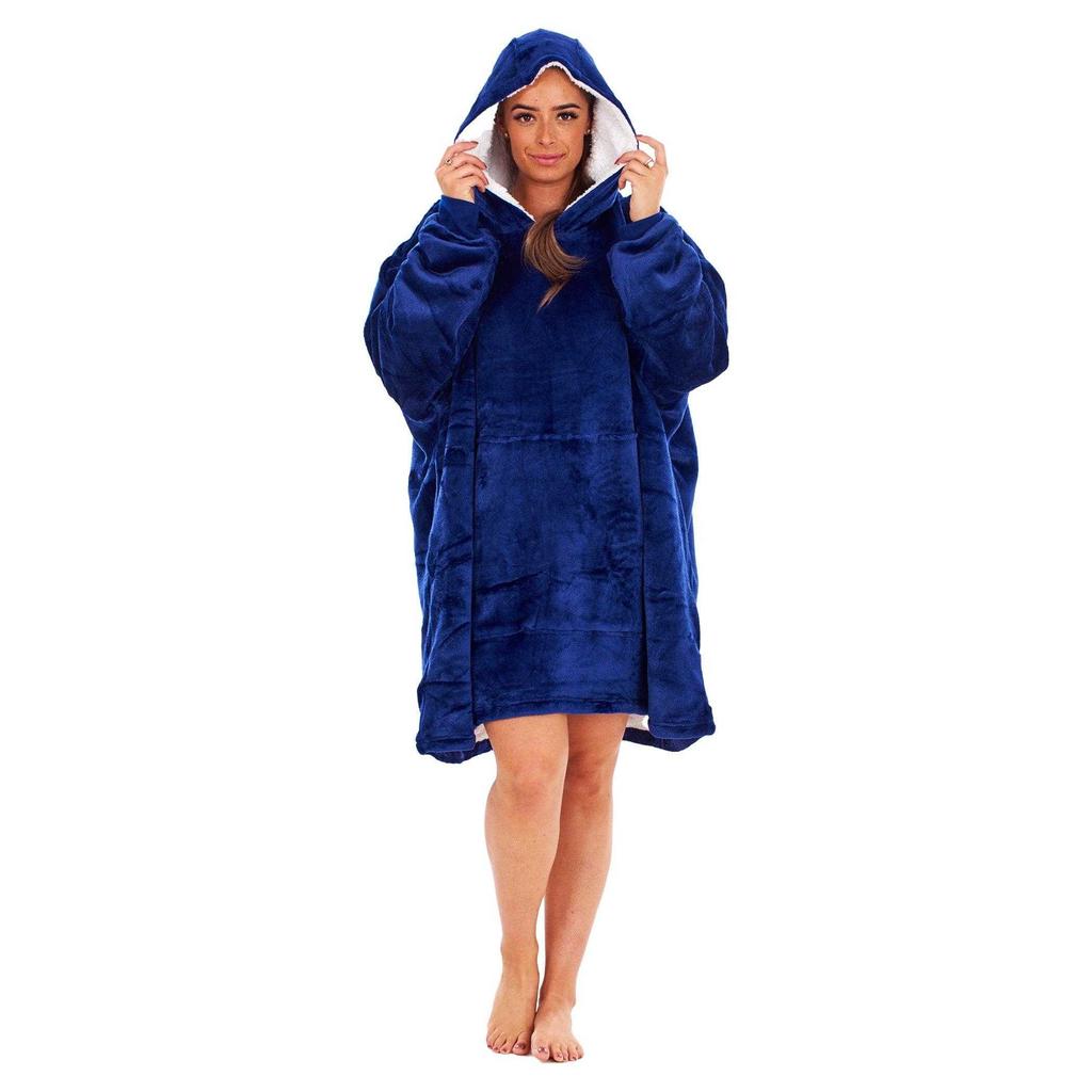 Keanu Unisex Adult Plain Fleece Sherpa Lined Oversized Blanket Hoodie