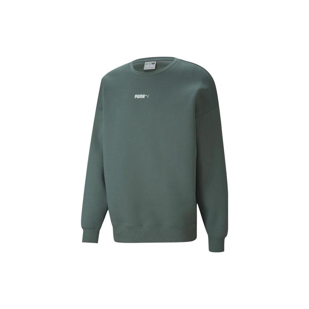 Puma FW22 Solid Color Logo Embroidered Pullover Crew Neck Long Sleeve Sweatshirt Men Tops Teal 534365-68