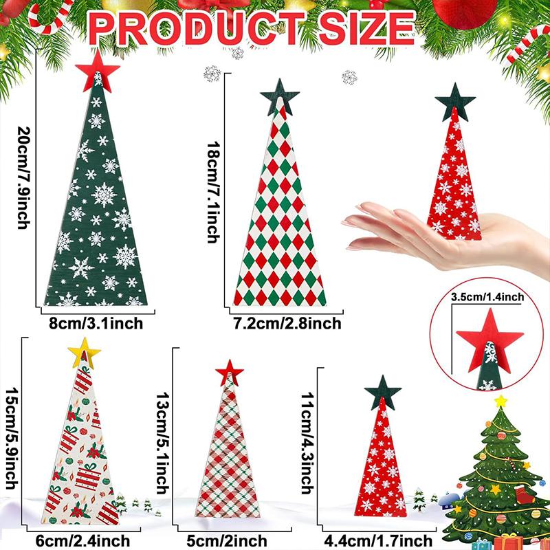 1 Set Desktop Rustic Wooden Handmade Ornament Decorative Tree Durable Christmas Festive Craft Creative