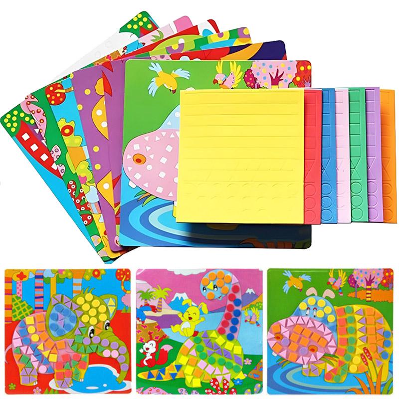 6/12 шт. EVA Липкие Детские 3D Мозаики Пазл Игрушка Пена Ручная работа DIY Искусство Мультяшный Узор Креативные Развивающие Игрушки для Детей TMZ
