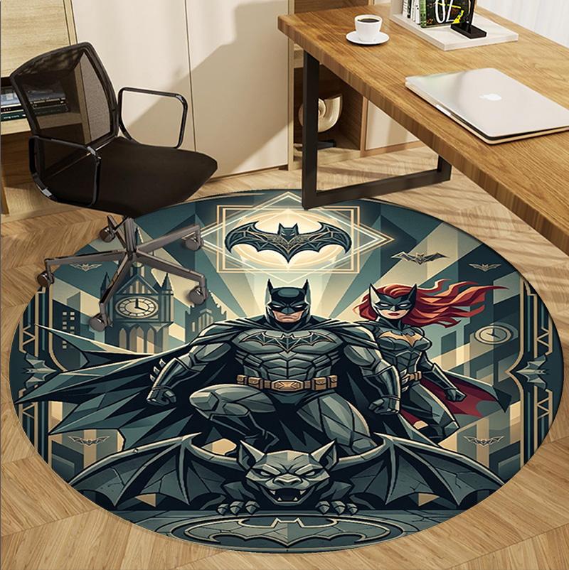 Batman Pattern Round Rug, Indoor/Outdoor Mat, for Picnic, Gameroom, Bedroom, Office, Living Room, Home Decor Carpet, Birthday Gift