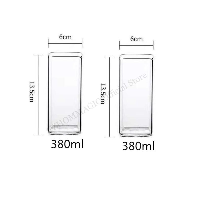 6/4/2/1Pcs Square Glass Cup Coffee Mug Heat-Resistant Water Cups Transparent Tea Mug Cup for Drinking Milk Beertea Juice Dessert