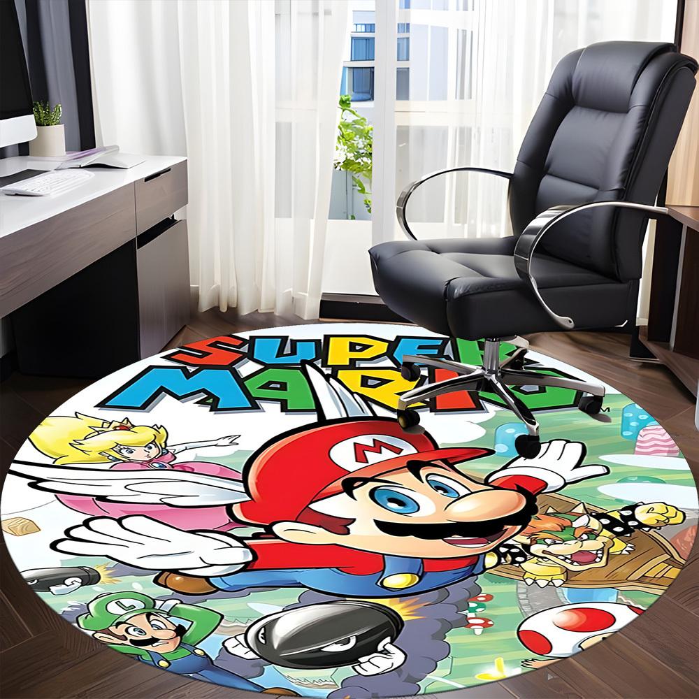 1pc Super Mario Bros. Office Round Area Rug, Under Office Chairs Bedroom Living Room Home Decor a1022284