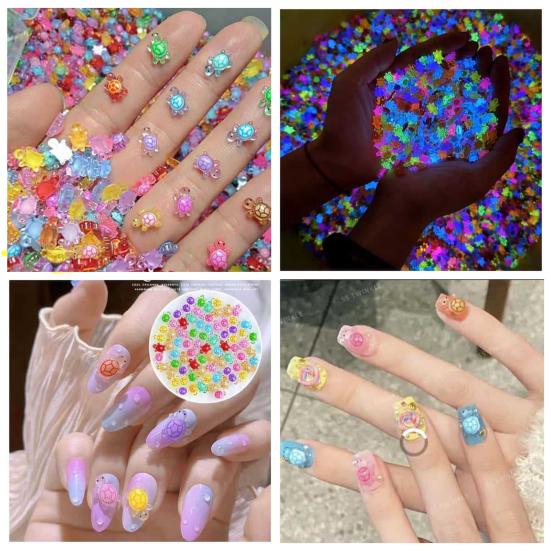 Yousheng 50Pcs Mini Resin Animals Turtles Figurines Waterproof Realistic Resin Statues with Luminous Effects Nail Decorations