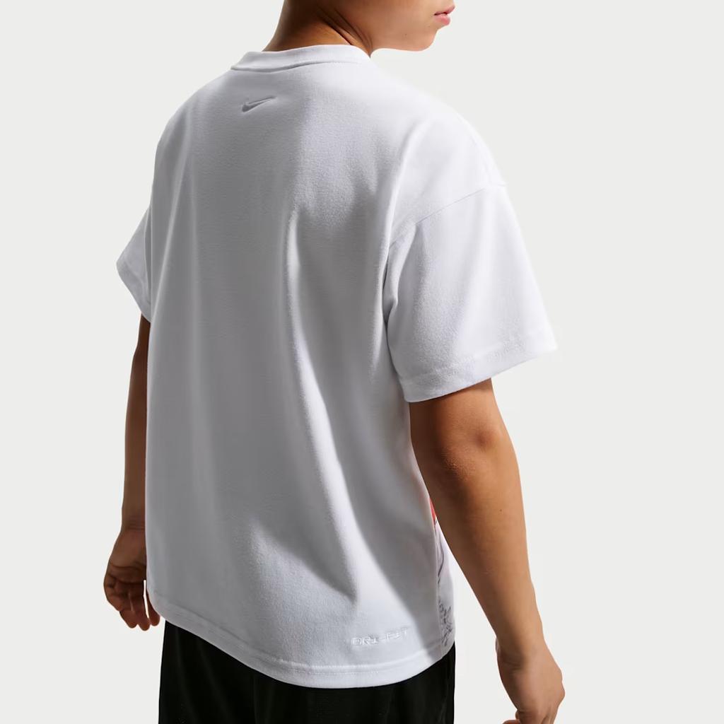 Nike Детская спортивная футболка с коротким рукавом Nike Dri-FIT Max90, свободная, удобная, с опущенными плечами, Детские топы IO1146-100