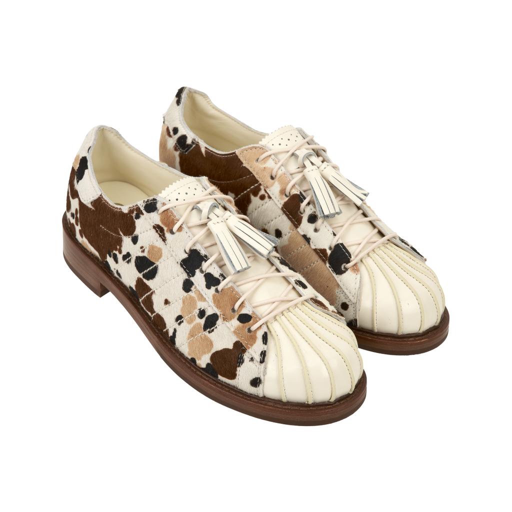 CLOT x adidas Superstar Кроссовки с принтом под коровью кожу Унисекс Разноцветные Wonder-White Предварительно ношенные-Коричневые JS5024
