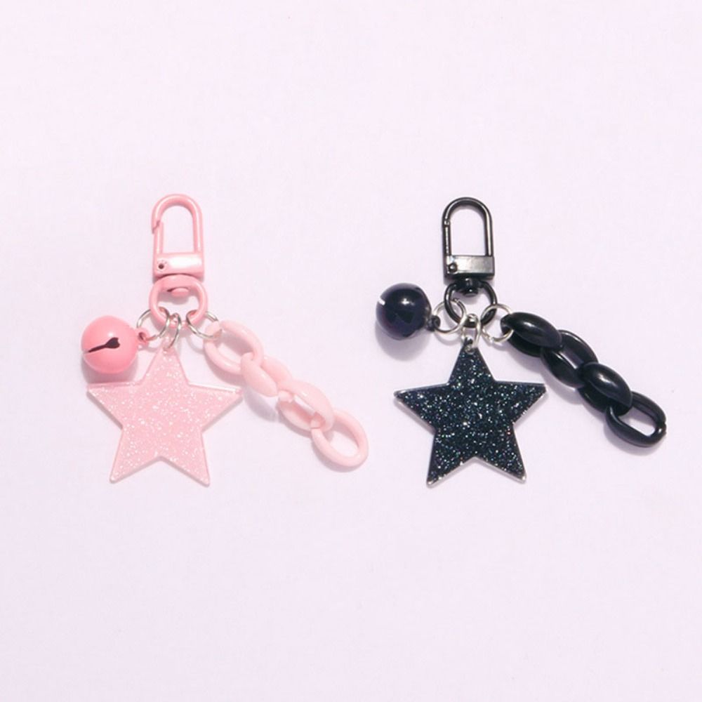 Bags Car Keys Decors Glitter Stars Pendant Pink and Black Y2K Jewelry Keychain  Girl Boy Gift