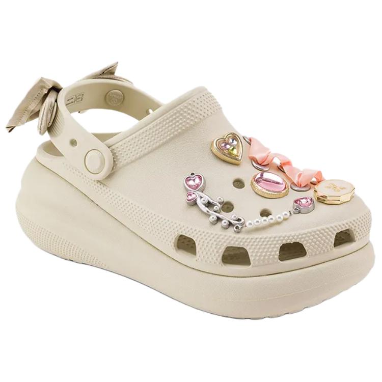 Crocs Элегантные Модные Мечтательные Цветочные Пуховые Клоги Женские Клоги Бежевые 211534-2Y2