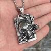 Хэллоуин Личность Хип-Хоп Трехмерный Череп Роза Нержавеющая сталь Подвеска Титановая сталь Доминирующее преувеличенное ожерелье