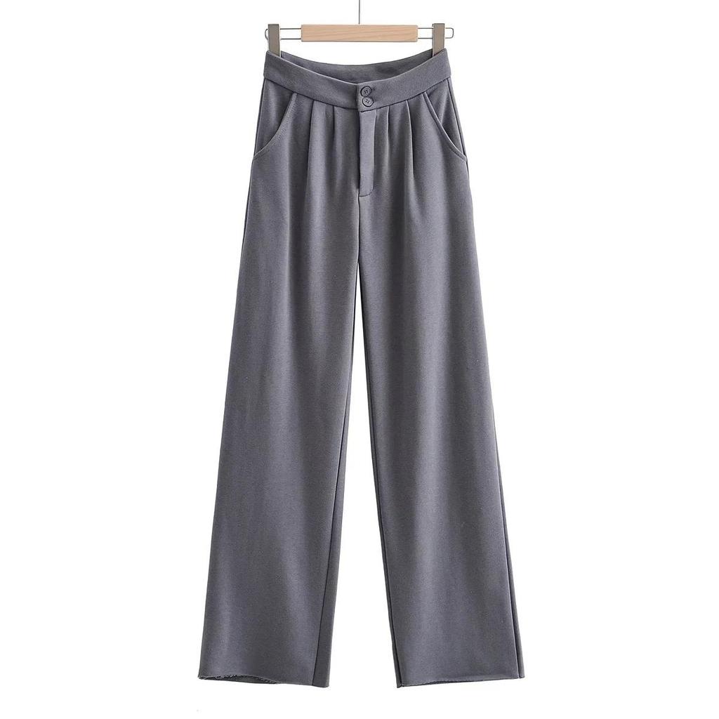 Женские брюки с высокой талией и карманами, длинный костюм, офисные женские элегантные брюки