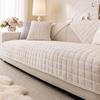 Velvet Plush Plaid Quilted Sofa Cover Super Soft Non Slip Sectional Couch Cover Fluffy Fuzzy Slipcover Furniture Protector