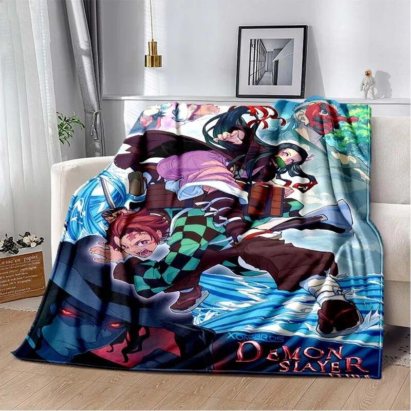 Модное одеяло Demon Slayer-легкое фланелевое покрывало для дивана и кровати, одеяло с цифровой печатью из мягкой фланелевой ткани с червями