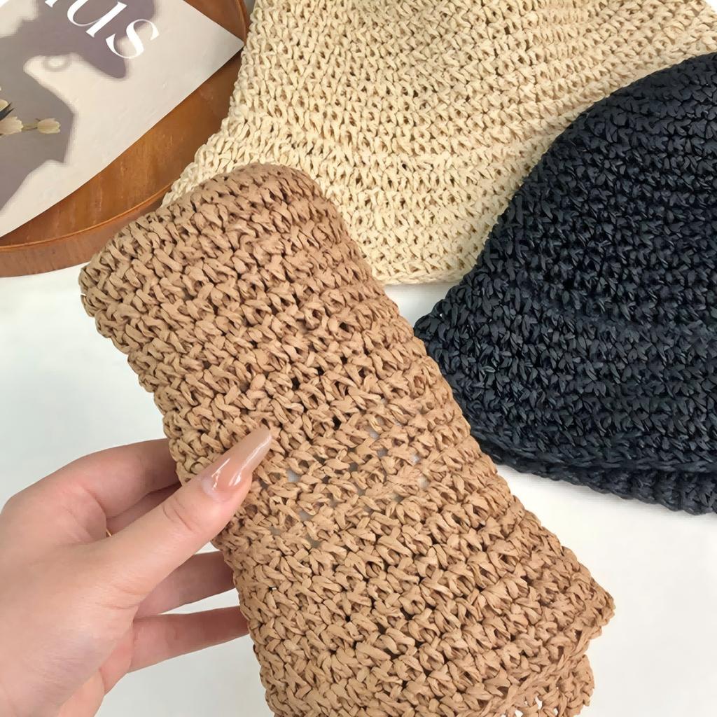 1PC Beach Korean Straw Hat Summer Women Visor Bucket Hat Fisherman Hat Hand Weaving Panama Girl Fishing Chapeau Sun Hats Tool