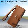For iPhone 17 Pro Max Case RFID Blocking Zipper Pocket Leather Wallet Phone Cover with Strap