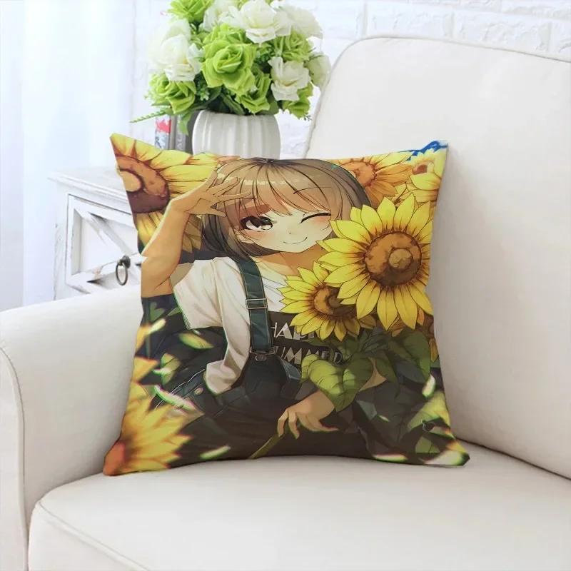 Роскошный домашний декор, наволочка для автомобиля, гостиной, дивана, чехол для подушки с рисунком подсолнуха и девушки