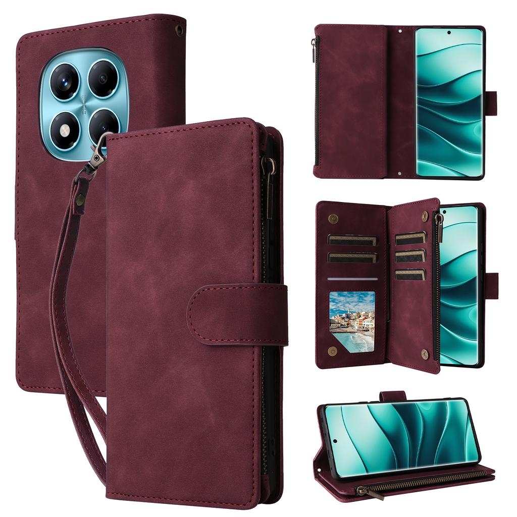 Для Xiaomi Redmi Note 14 Pro 4G Чехол Кошелек на молнии Множество слотов для карт Кожаный чехол для телефона