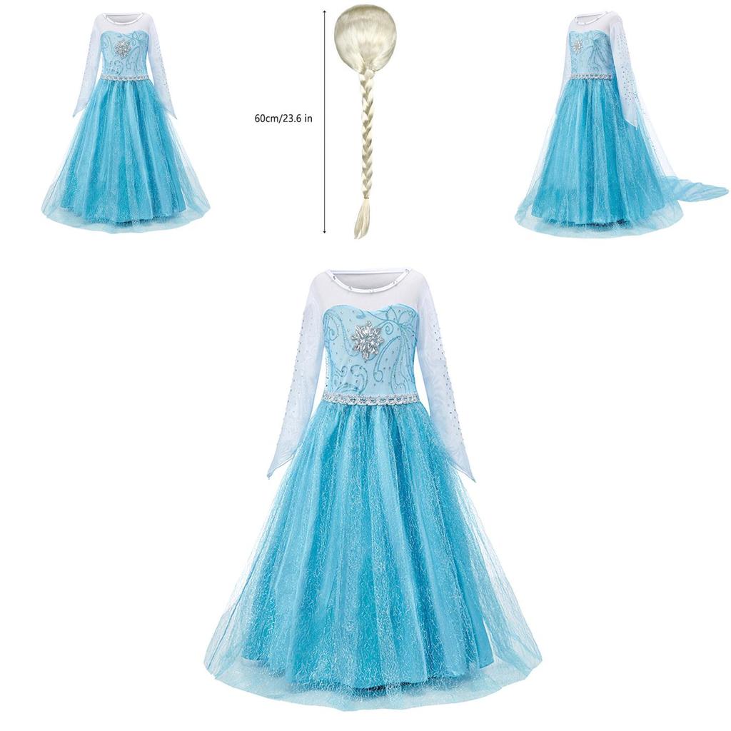 Платье принцессы Эльзы для девочек, костюм на Хэллоуин, детское сказочное платье