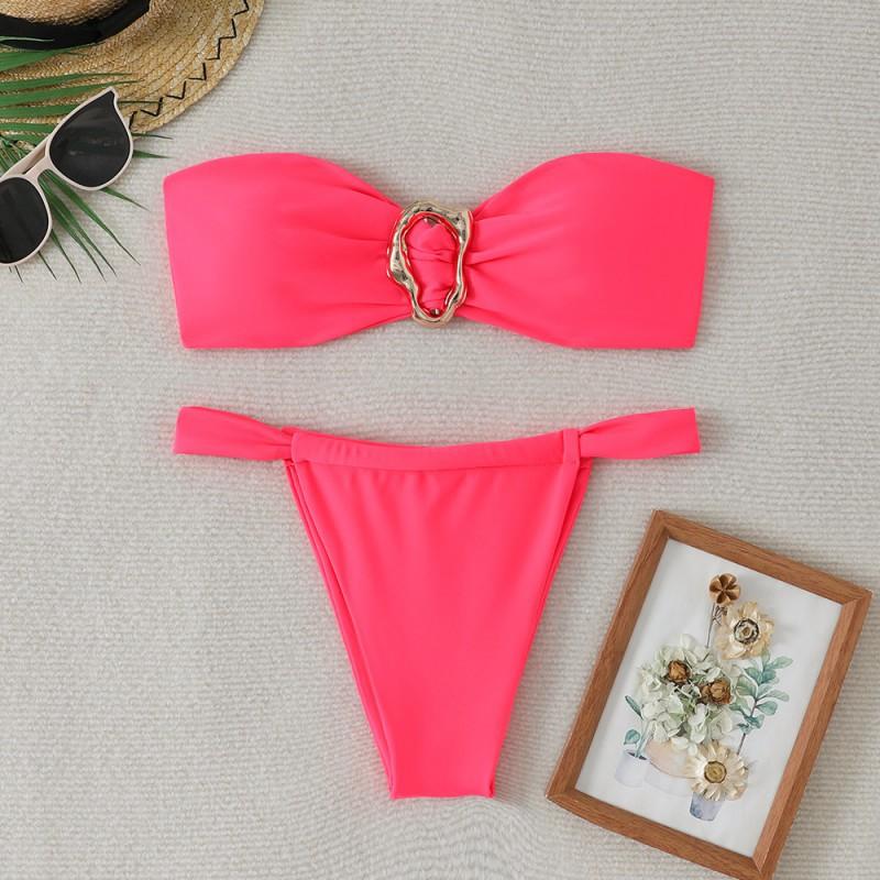 Split Sexy Swimsuit Tube Top Bikini Suit