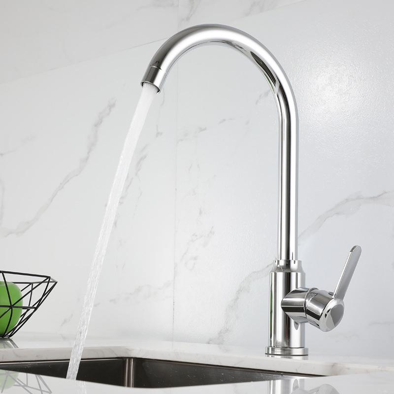 Смеситель для кухни из нержавеющей стали с одной ручкой и одним отверстием, хромированные смесители для кухни, смесители для установки на столешницу, кухонные принадлежности