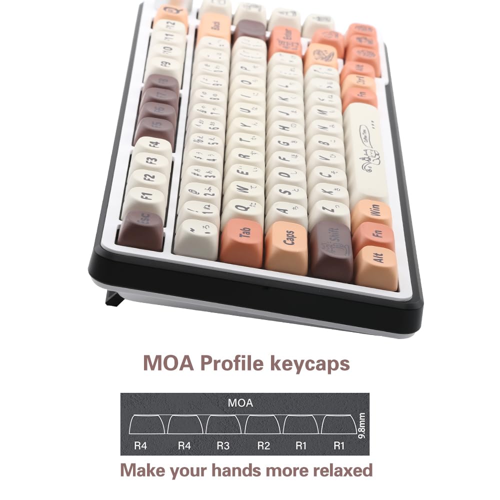 134Keys PBT Keycaps Coffee Cat Theme MOA Profile Keycaps 5 Sides Dye Sublimation Keycaps for Mechanical Keyboard 60% 65% 75% 100%