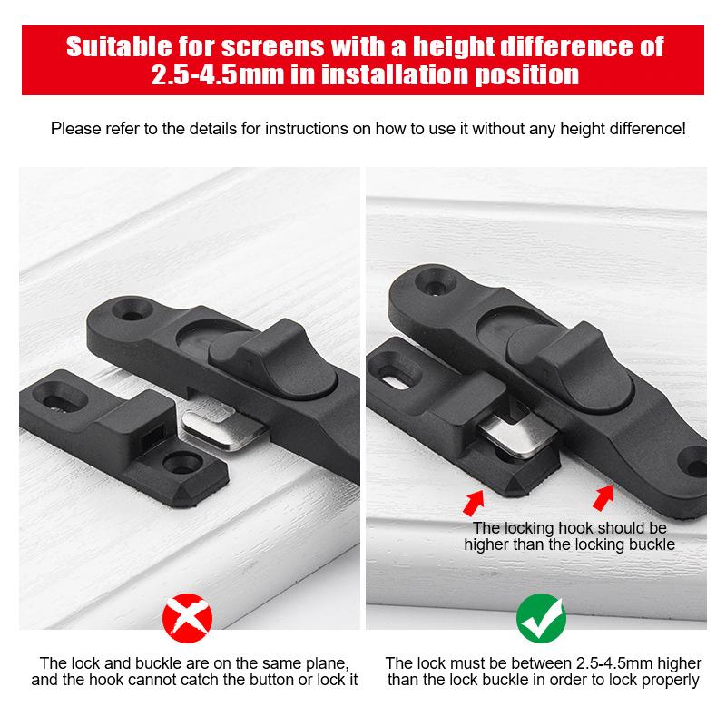 1Set Sliding Pull Door Lock Anti Theft Window Hook Lock Buckle Multifunctional Push-Pull Window Lock Hardware