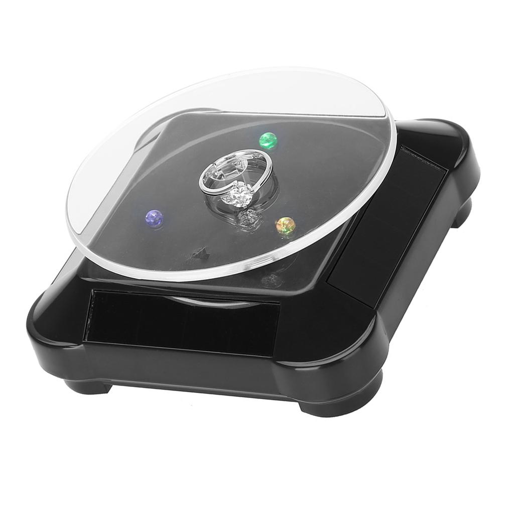 Солнечная витрина 360 вращающийся поворотный стол часы телефон ювелирные изделия дисплей стенд светодиодный свет (черный)