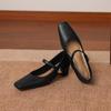 Krazing Pot Микрофибра Квадратный носок Толстый средний каблук Весенне-летняя обувь Большой размер 43 лаконичный стиль Женские туфли-лодочки для офиса