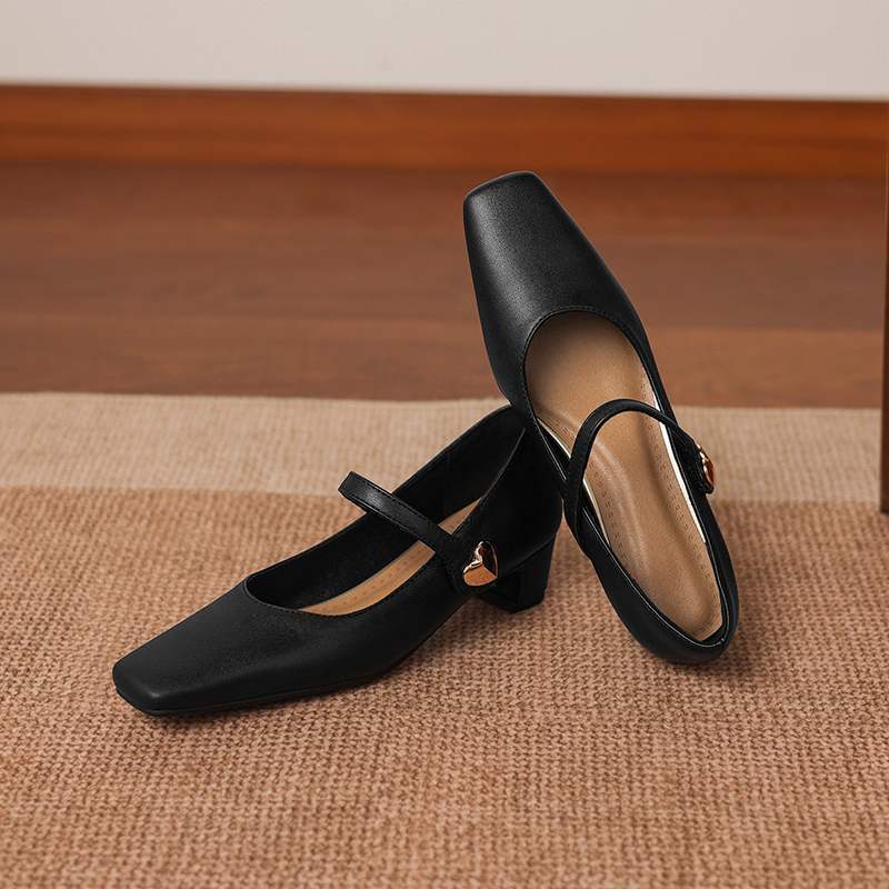 Krazing Pot Микрофибра Квадратный носок Толстый средний каблук Весенне-летняя обувь Большой размер 43 лаконичный стиль Женские туфли-лодочки для офиса