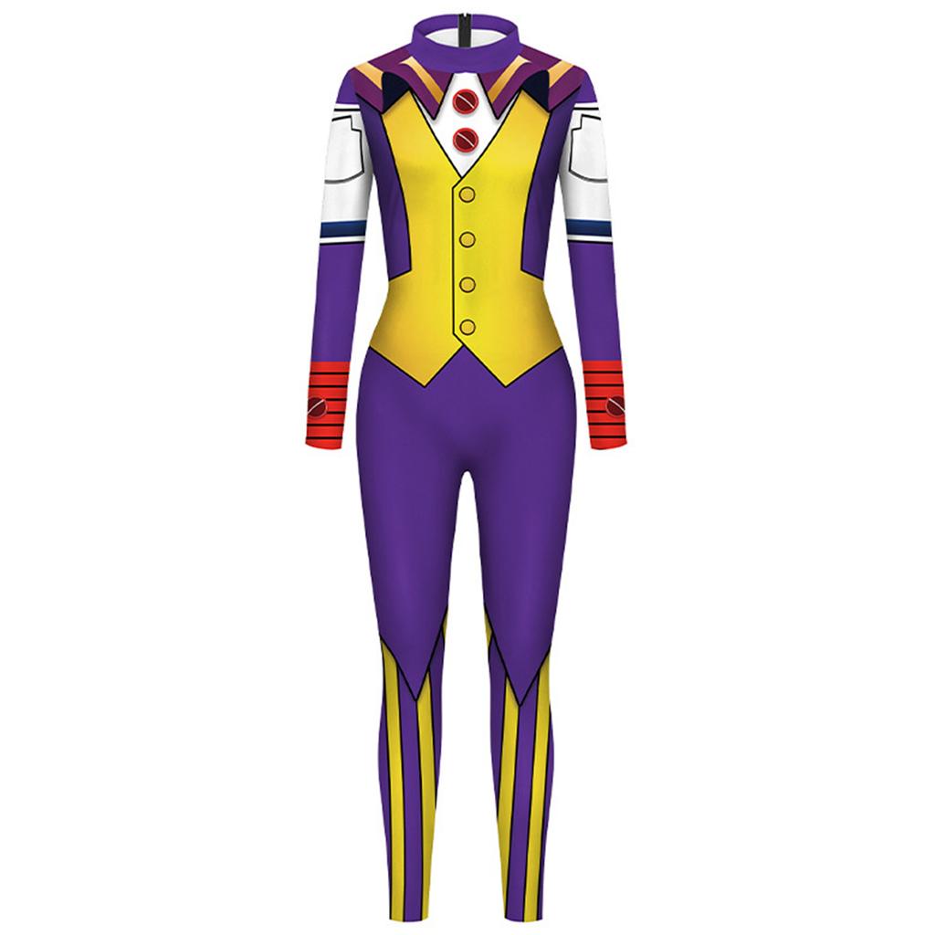 Adult Circus Performer Jumpsuit Full Body Costume One Piece Long Sleeve Bodysuit Stage Outfit for Halloween Party Role Play