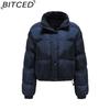 BITCED Autumn/Winter Women's Short-Length Cotton Coat Women's Long-Sleeved High-Neck Thermal Jacket Loose-Fit Casual Cotton Coat