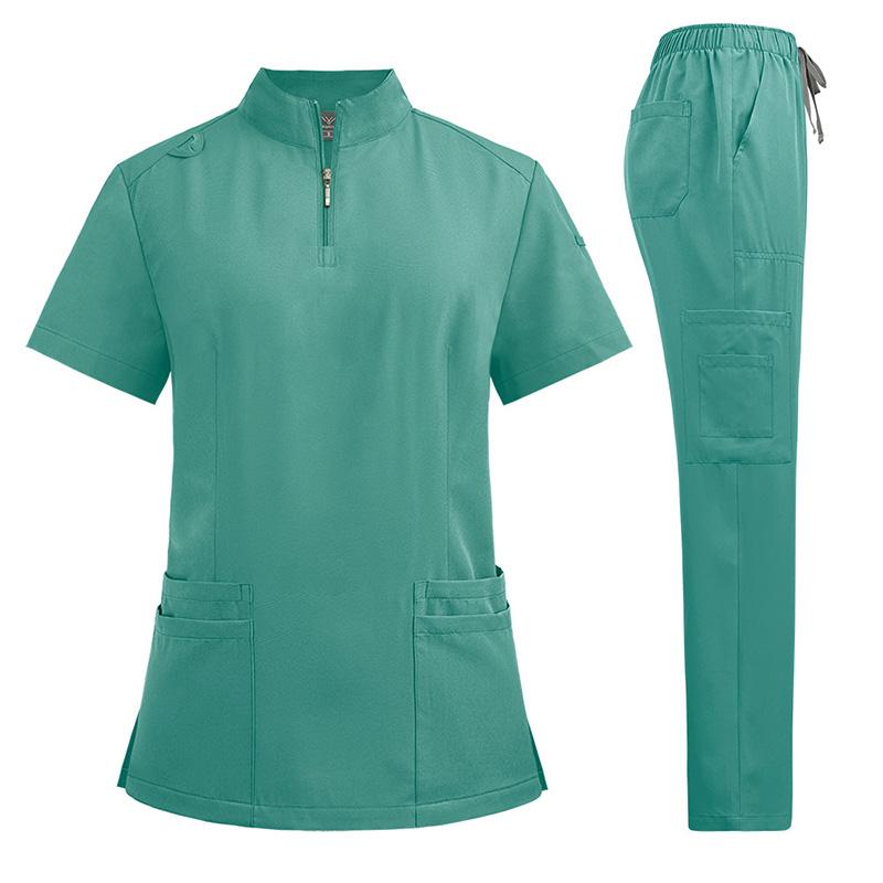 1 Set Surgical Uniforms Short-sleeved Nursing Tunic Suit Beauty Salon Medical Doctor Trousers Sets Woman Scrub Set Top-Pants