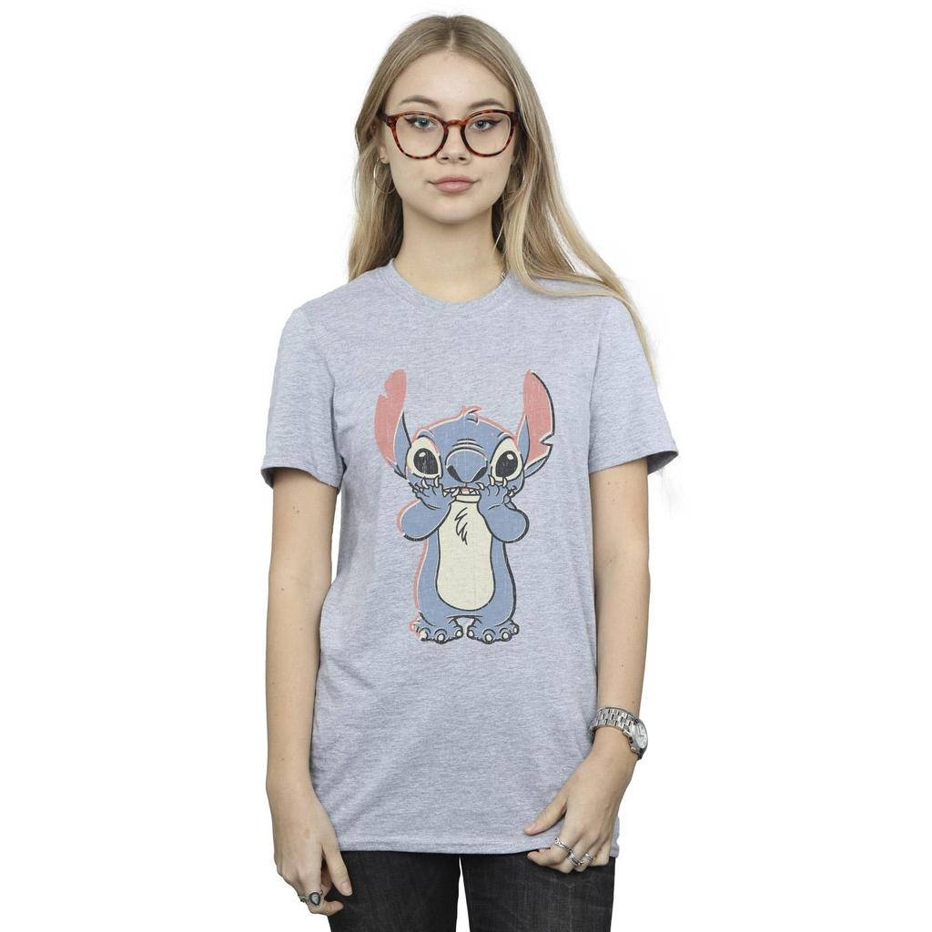 Disney Womens/Ladies Lilo And Stitch Big Print Cotton Boyfriend T-Shirt