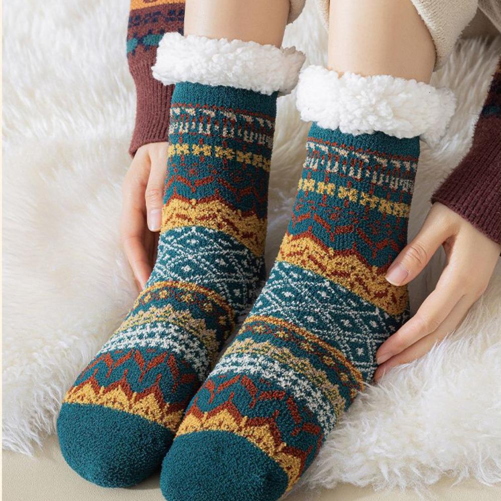 Утепленные термоноски, носки-тапочки из берберского флиса, новые напольные носки, зима