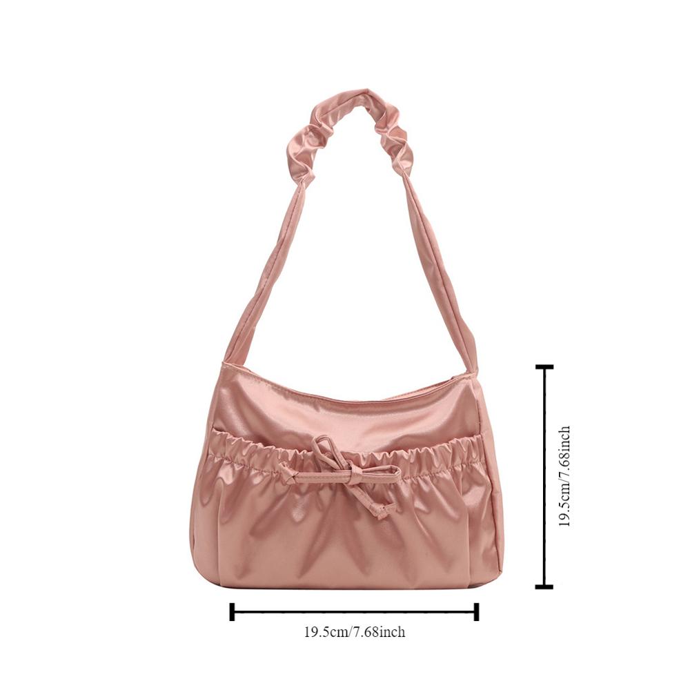 Korean Style Pleated Hand Bag Bow Fashion Underarm Bag Elegant INS Shoulder Bag Women