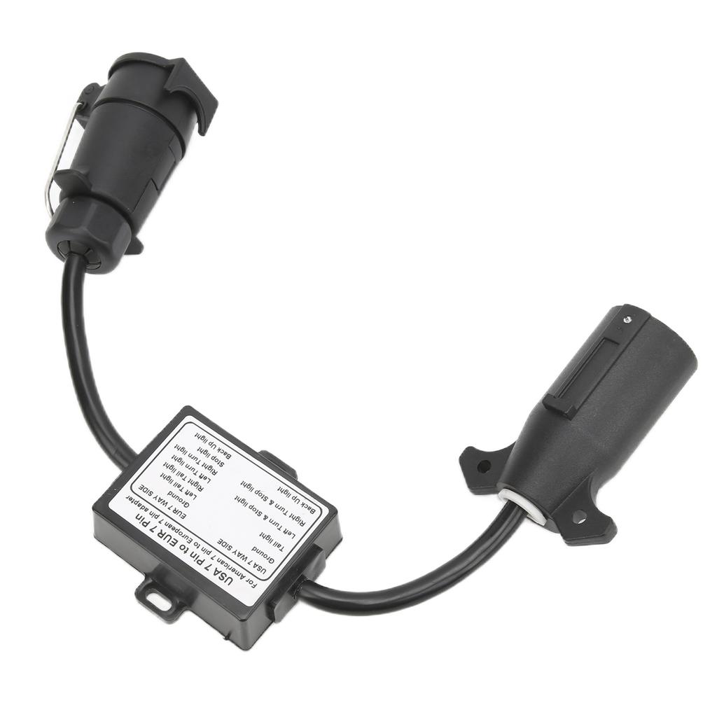 Trailer Connector American 7 Pin Blade to European 7 Way Round for Caravan Boat Bike Carriers