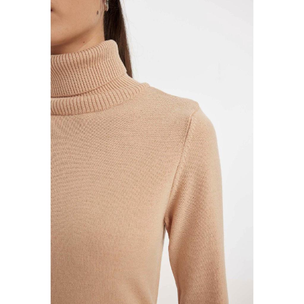 Regular Fit Soft Textured Turtleneck Basic Plain Knitwear Sweater H1651az24wn