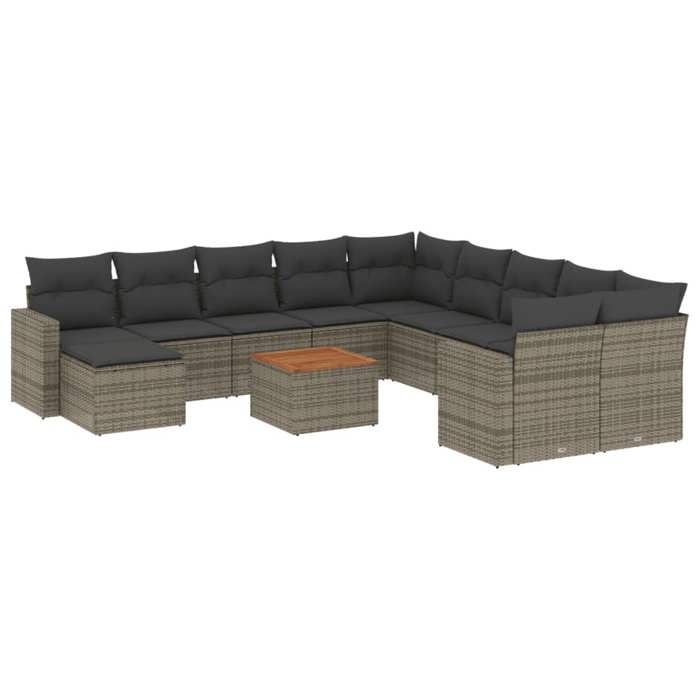 VidaXL Salon de Jardin avec Coussins 12 pcs, Canapés de Terrasse, Ensemble de Meubles de Patio, Mobilier d'Extérieur, Gris 3256753