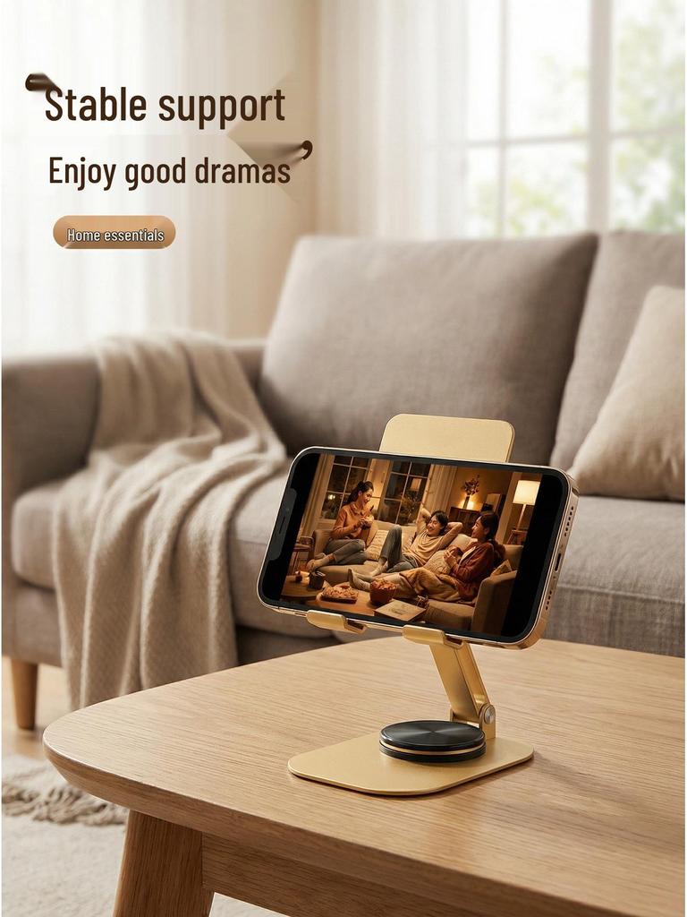 Carbon Steel 360° Rotating Phone Holder with Tablet Stand and Wealth Horse Figurine