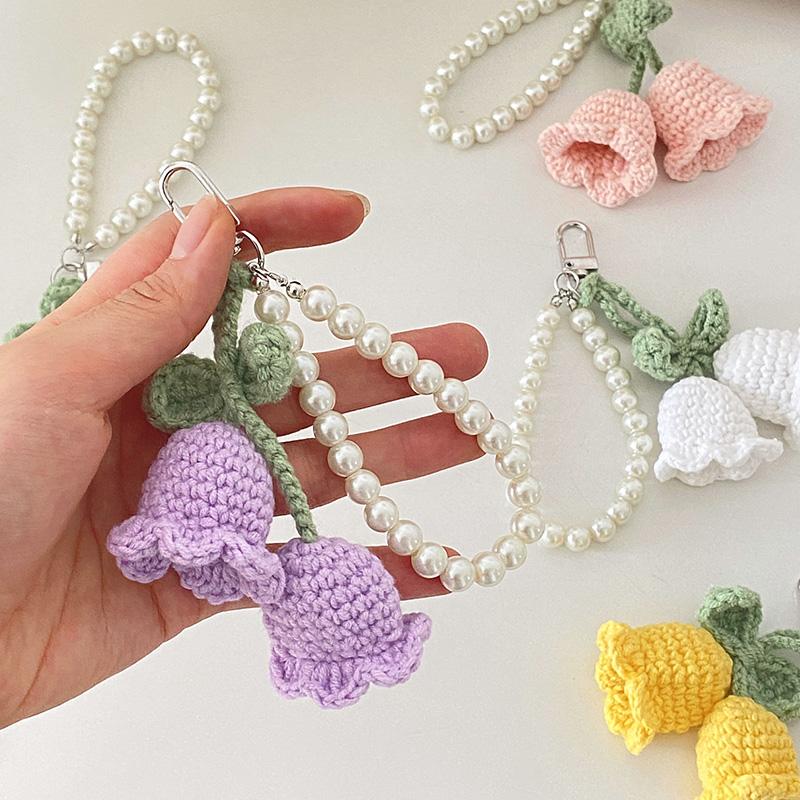 Crocheted Colored Flowers For Mobile Phone Bags Keys Anti-lost Lanyard DIY Wrist Strap Gift Accessories
