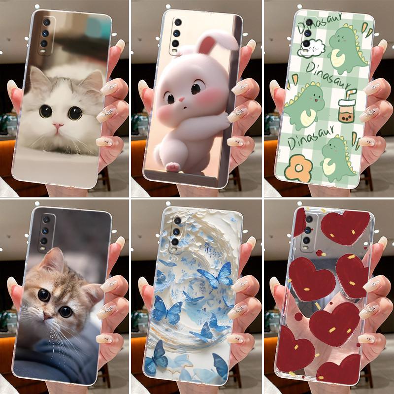 Jelly Casing For VIVO Y70S / IQOO U1 Fundas Capa Clear Silicone Soft TPU Back Cover Cute Cat Rabbit Heart Protective Case Coque