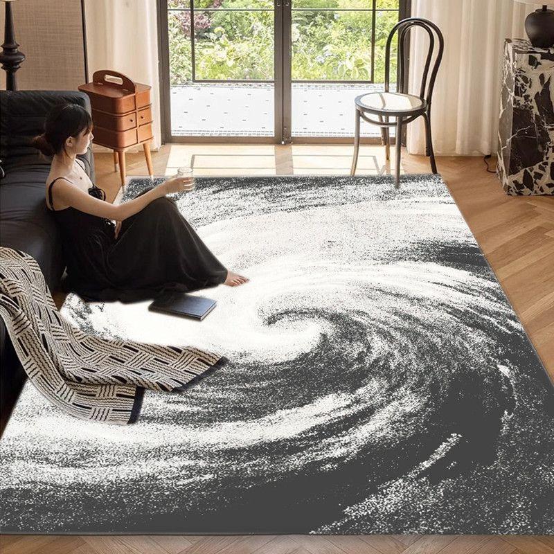 Black and White Carpet Living Room Carpet Light Luxury Style Dark Color Bedroom Abstract Sofa Comfortable and Dirt Resistant
