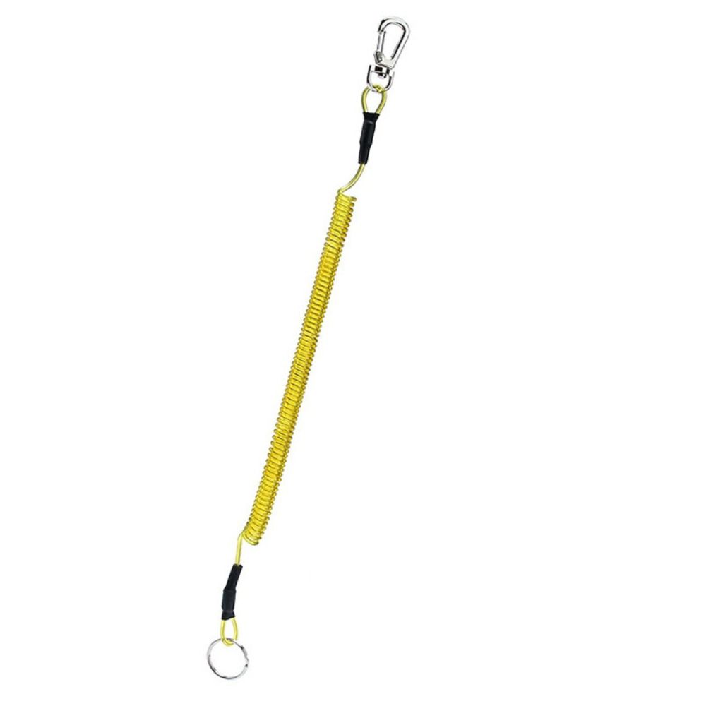 Ring Metal Carabiner Spring Elastic Rope Spiral Coiled Lanyard Safety Rope Stretch Fishing Tools