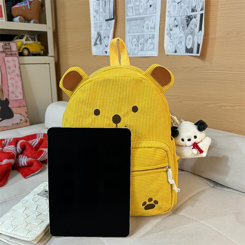 Милый вельветовый рюкзак для женщин и девочек – Очаровательный мини-рюкзак с дизайном медведя, лапками и мордочкой, идеально подходит для школы, путешествий и повседневного использования