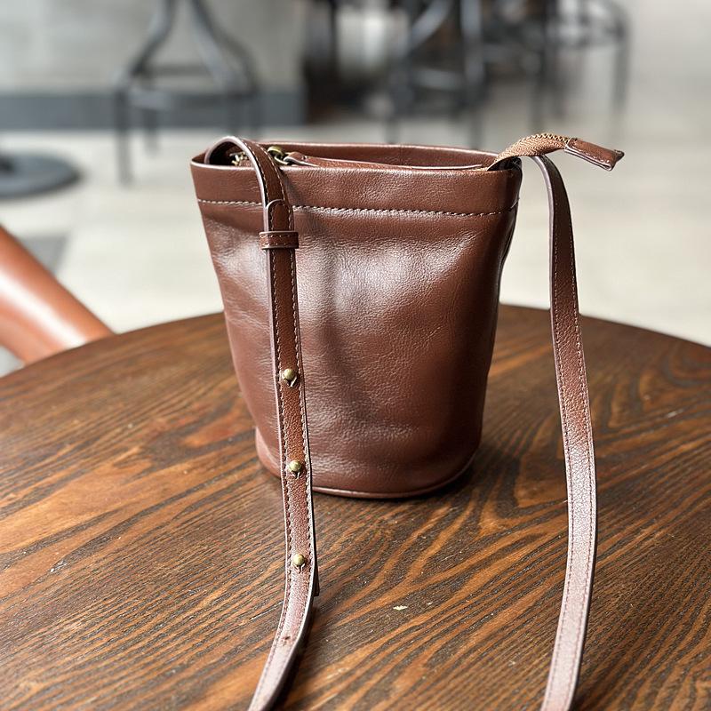 Johnature Повседневная женская мини-сумка, простые однотонные универсальные сумки из натуральной кожи, маленькие сумки-ведра на плечо и через плечо