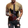 Hip Hop Casual 3D Print Short Sleeve Music Guitar T-shirt Summer Couple Tee Street Men's Summer T-shirt