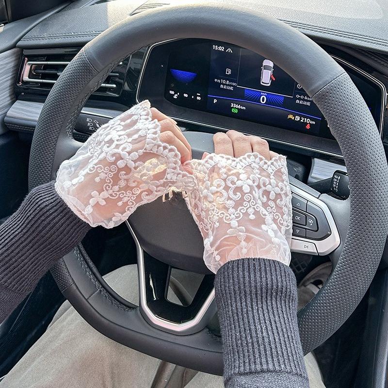 White Lace Floral Sweater Fake Sleeves for Womens Detachable Sleeved Horn Cuffs Embroidery Clothing Accessories