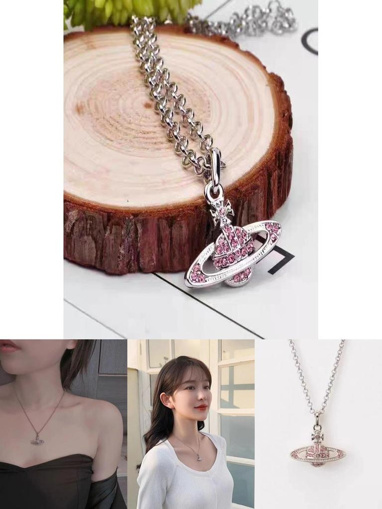 Элегантное и роскошное ожерелье Сатурн для женщин Геометрический дизайн со сверкающими инкрустированными бриллиантами