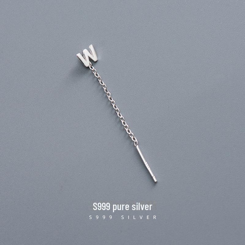 Серьги-буквы Banyan Tree S999 из стерлингового серебра для женщин — модный холодный стиль 2023 года