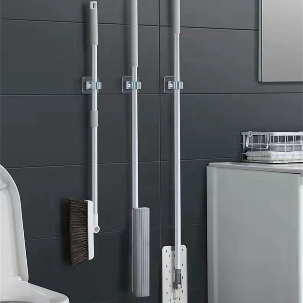High Quality Wall Mounted Household Bathroom Storage Free Punch Broom Hanger Hook Mop Organizer Holder Mop Clip Storage Rack